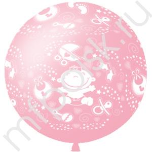 M36 С днем рождения малышка Декоратор PINK (шелк) 6 ст. 1шт 