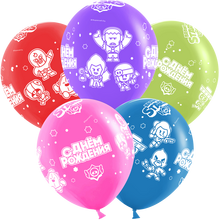 М12 Brawl Stars, С Днем Рождения, Ассорти, пастель, 5 ст, 25 шт. ДБ