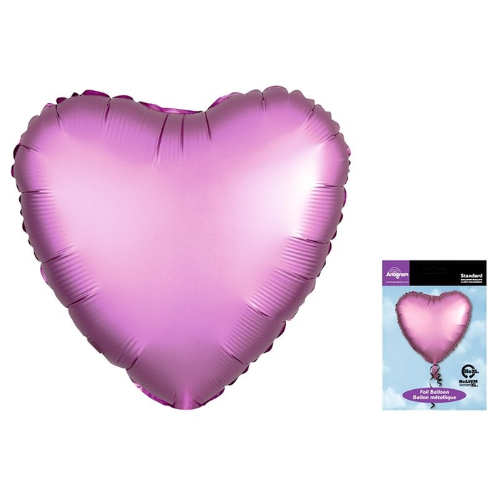 М18 Сердце Розовый Сатин Люкс в упаковке / Satin Luxe Flamingo Heart S15  39